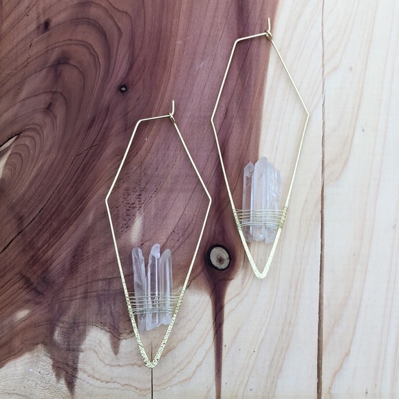 White Crystal Threader Earrings! - Picture 2 of 3